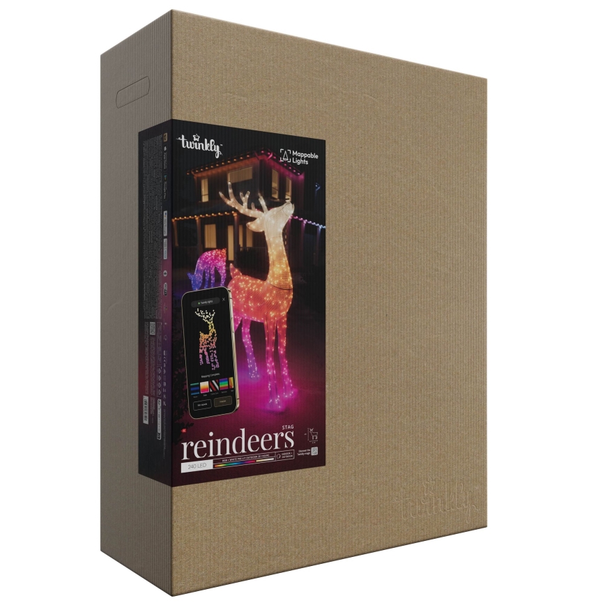 Twinkly - Renne de Noël RGBW d'extérieur à intensité variable REINGEERS 240xLED IP44 Wi-Fi