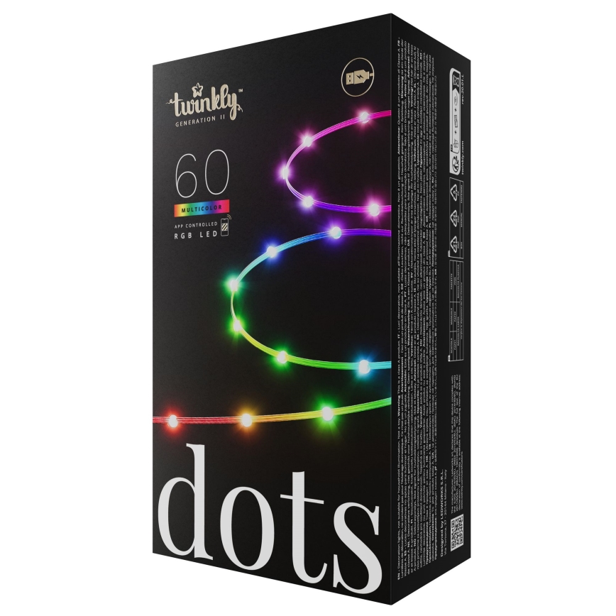 Twinkly - Guirlande de Noël LED RGB dimmable DOTS 60xLED 7 m USB Wi-Fi