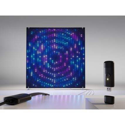 Twinkly - LIGHTWALL mur lumineux extérieur LED RGBW dimmable et musical 1120xLED 2,6x2,7 m IP44 Wi-Fi + dongle musical