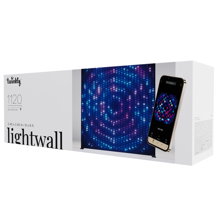 Twinkly - LIGHTWALL mur lumineux extérieur LED RGBW dimmable et musical 1120xLED 2,6x2,7 m IP44 Wi-Fi + dongle musical