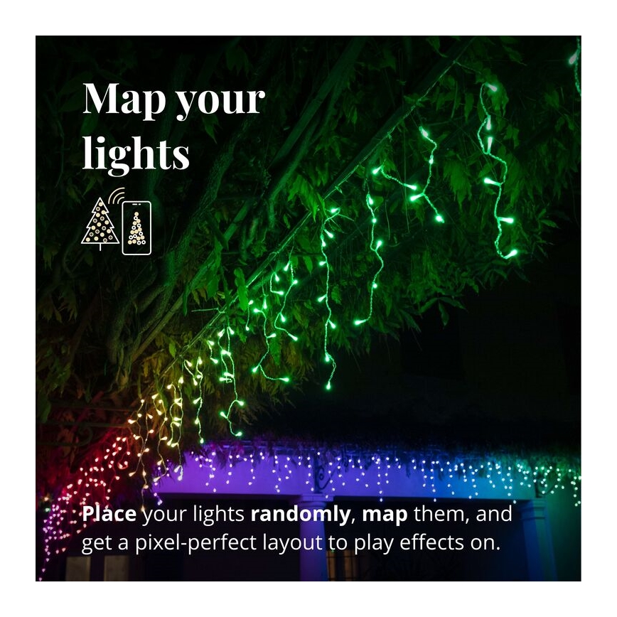 Twinkly - LED RGB À intensité variable extérieur Rideau de Noël ICICLE 190xLED 11,5m IP44 Wi-Fi