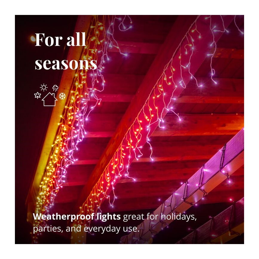 Twinkly - LED RGB À intensité variable extérieur Rideau de Noël ICICLE 190xLED 11,5m IP44 Wi-Fi