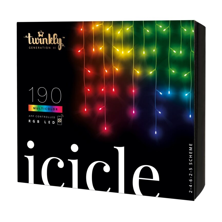 Twinkly - LED RGB À intensité variable extérieur Rideau de Noël ICICLE 190xLED 11,5m IP44 Wi-Fi