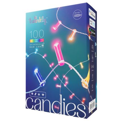 Twinkly - Guirlande LED RGB à intensité variable de Noël CANDIES 100xLED 8 m USB Wi-Fi