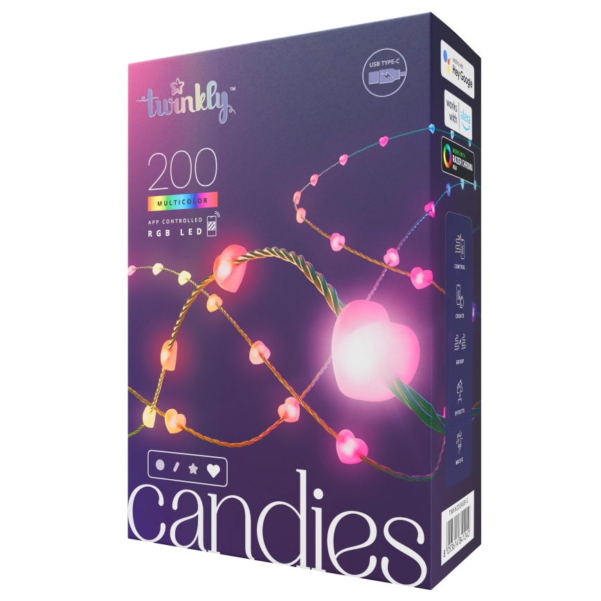 Twinkly - Guirlande LED RGB dimmable CANDIES 200 LED 14 m USB Wi-Fi