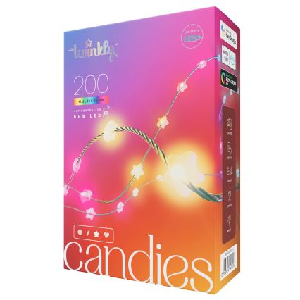 Twinkly - LED RGB à intensité variable guirlande de Noël CANDIES 200xLED 14 m USB Wi-Fi