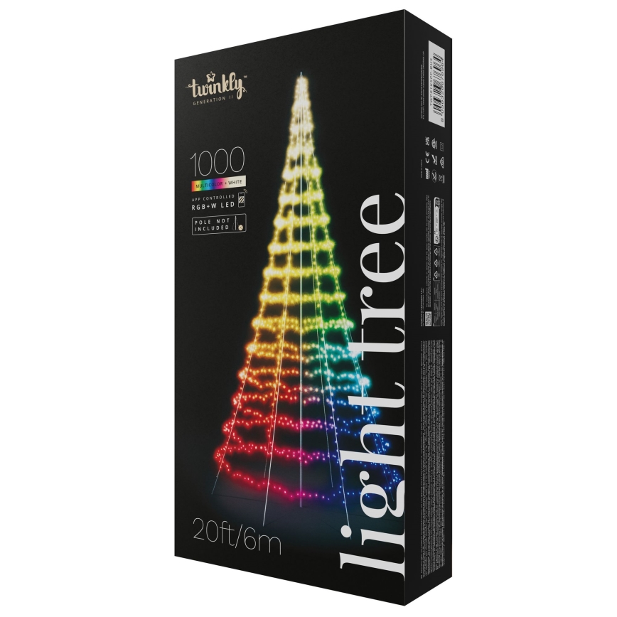 Twinkly - Sapin de Noël d'extérieur LIGHT TREE LED RGBW dimmable, 1000 LED, 6 m, IP44, Wi-Fi