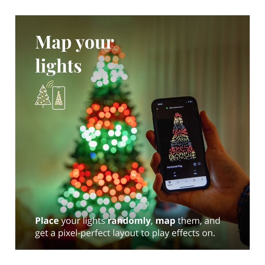 Twinkly - Guirlande lumineuse LED RGBW dimmable d'extérieur STRINGS 250 LED 23,5 m IP44 Wi-Fi