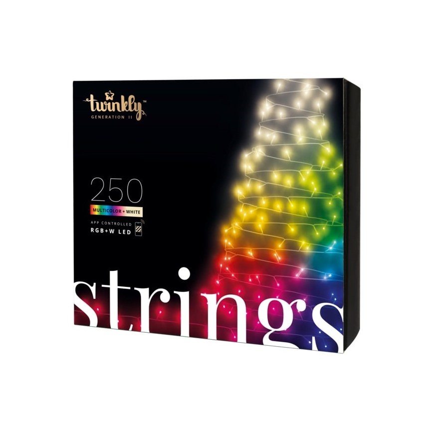 Twinkly - Guirlande lumineuse LED RGBW dimmable d'extérieur STRINGS 250 LED 23,5 m IP44 Wi-Fi