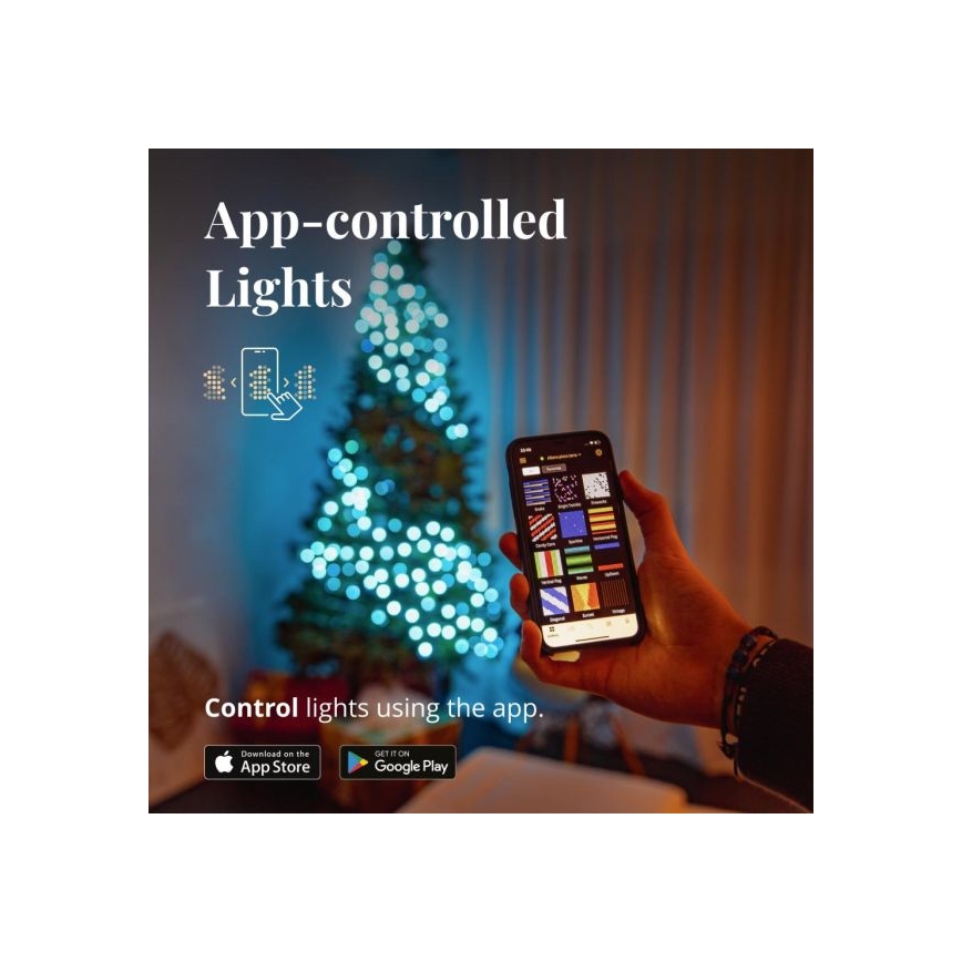 Twinkly - Guirlande lumineuse d'extérieur LED RGBW dimmable STRINGS, 250 LED, 23,5 m, IP44, Wi-Fi