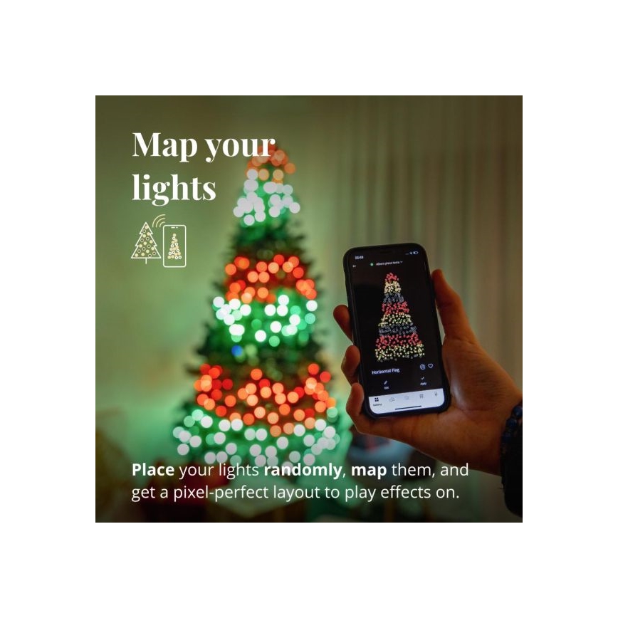 Twinkly - Guirlande lumineuse d'extérieur LED RGBW dimmable STRINGS, 250 LED, 23,5 m, IP44, Wi-Fi