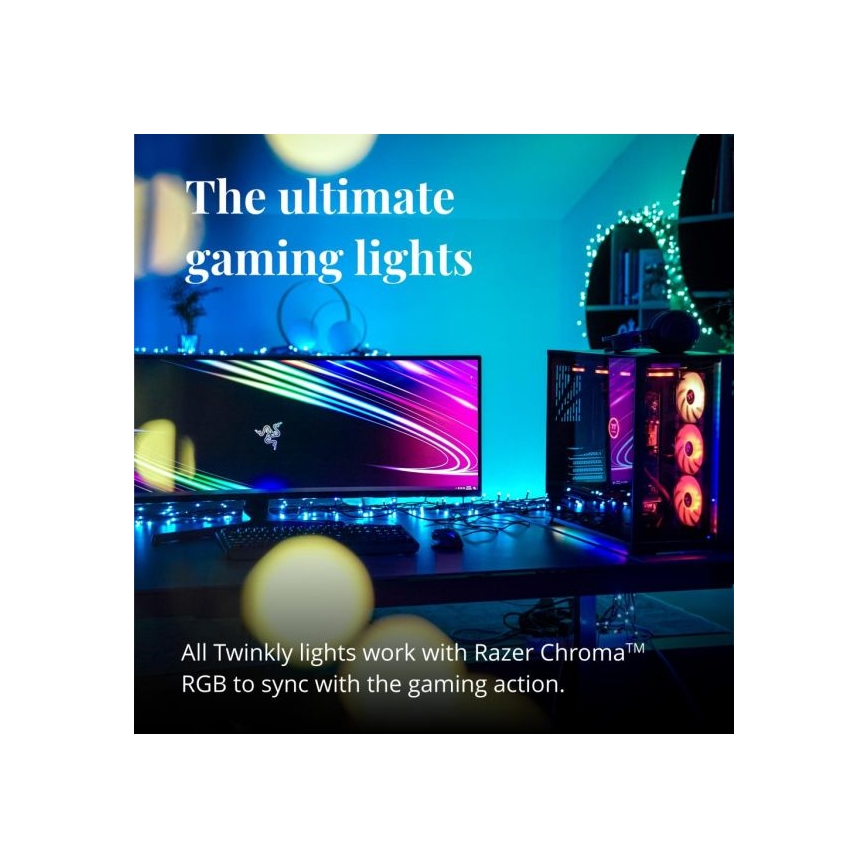 Twinkly - Guirlande lumineuse d'extérieur LED RGBW dimmable STRINGS, 250 LED, 23,5 m, IP44, Wi-Fi