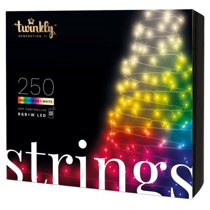 Twinkly - Guirlande lumineuse d'extérieur LED RGBW dimmable STRINGS, 250 LED, 23,5 m, IP44, Wi-Fi