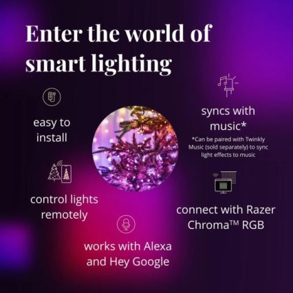 Twinkly - LED RGBW guirlande lumineuse de Noël d'extérieur dimmable STRINGS 250xLED 23,5m IP44 Wi-Fi