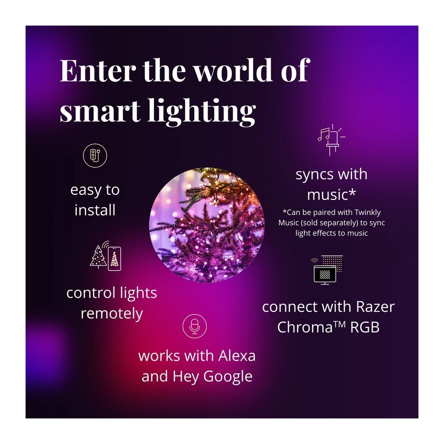 Twinkly - LED RGB À intensité variable extérieur guirlande de Noël STRINGS 400xLED 35,5m IP44 Wi-Fi