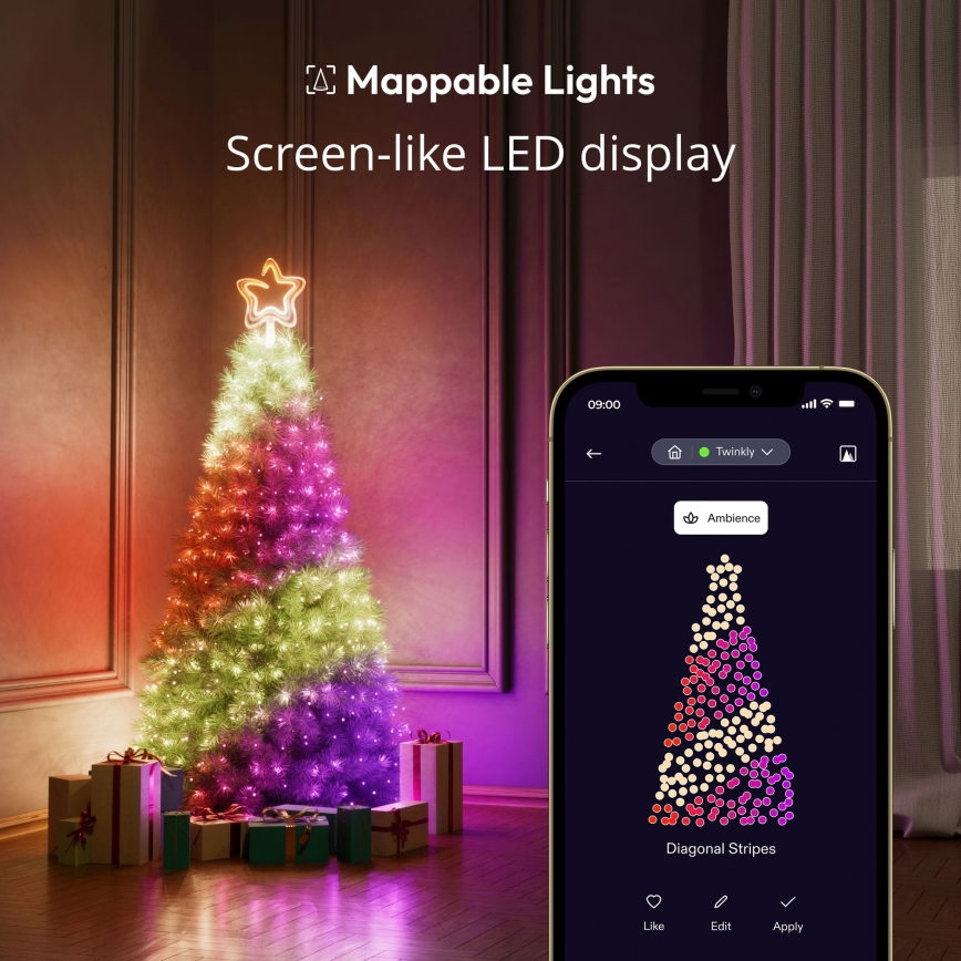 Twinkly - Étoile de Noël RVB à intensité variable TREE TOPPER 76xLED USB Wi-Fi