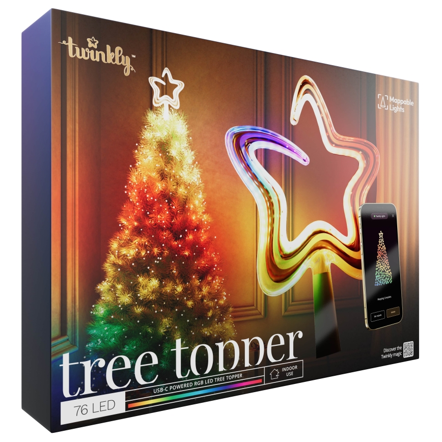 Twinkly - Étoile de Noël RVB à intensité variable TREE TOPPER 76xLED USB Wi-Fi