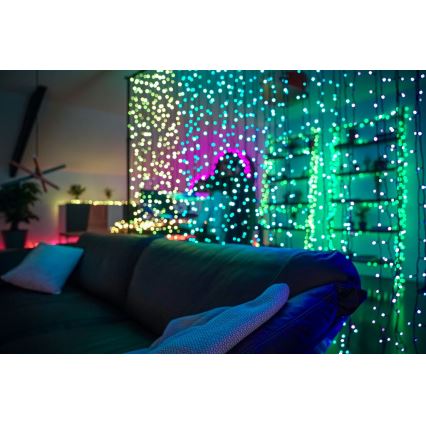 Twinkly - Rideau de Noël LED RGBW à intensité variable extérieur CURTAIN 210xLED 6,1m IP44 Wi-Fi