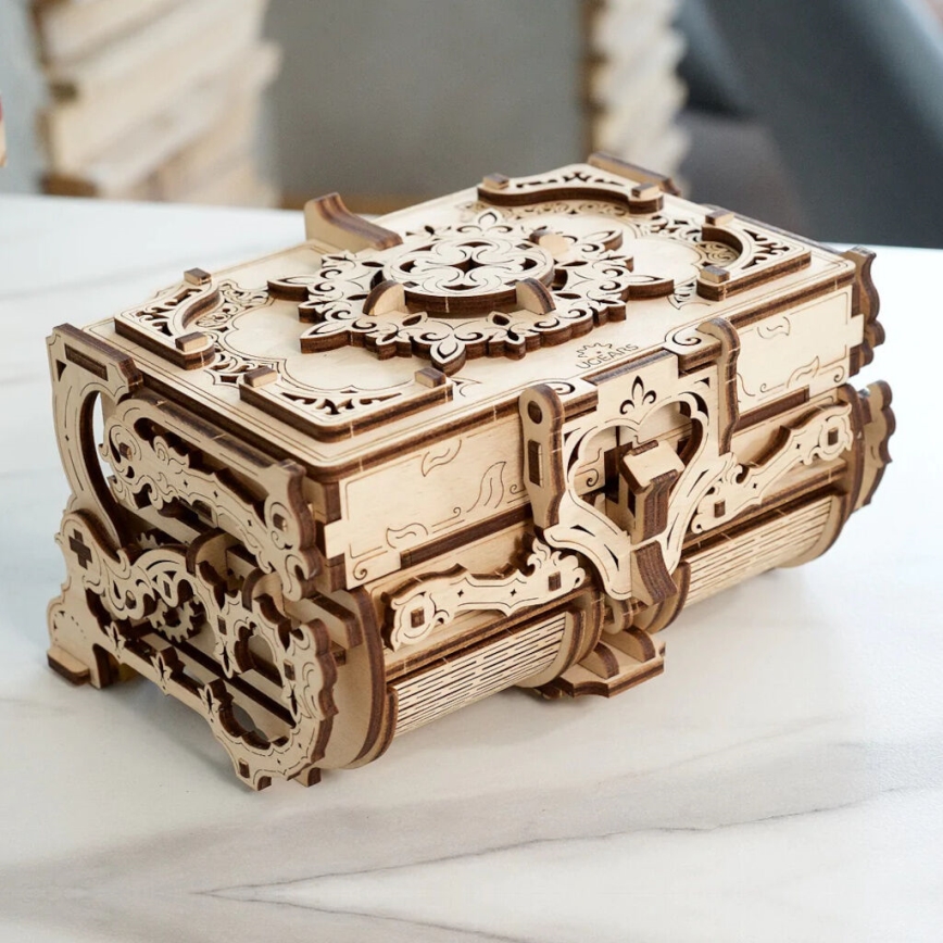 Ugears - Puzzle mécanique 3D en bois Boîte à bijoux ancienne