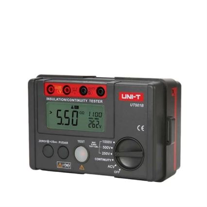 Uni-T UT501B - Testeur de résistance d'isolement (mégaohmmètre), alimenté par 6 piles AA
