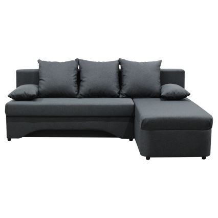 Canapé d'angle convertible réversible en L ALMEIDA, coffre de rangement, anthracite