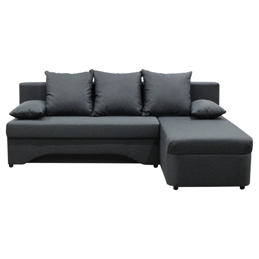 Canapé d'angle convertible réversible en L ALMEIDA, coffre de rangement, anthracite