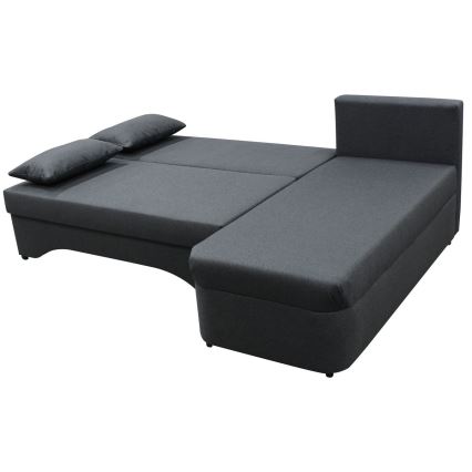 Canapé d'angle convertible réversible en L ALMEIDA, coffre de rangement, anthracite