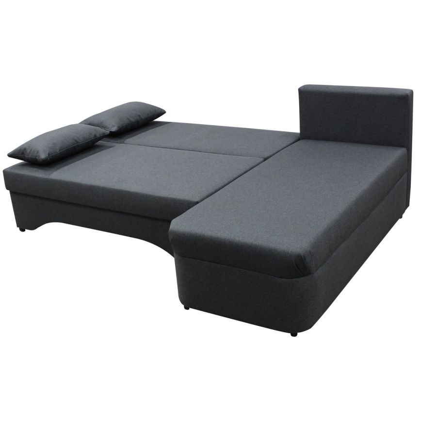 Canapé d'angle convertible réversible en L ALMEIDA, coffre de rangement, anthracite