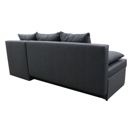 Canapé d'angle universel convertible en L ALMEIDA anthracite avec espace de rangement