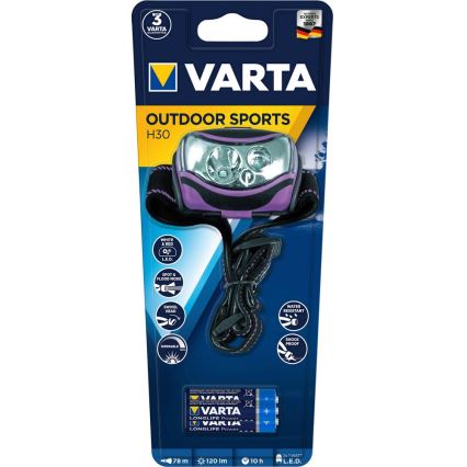 VARTA 18630 - Lampe frontale LED 2xLED/1W/3xAAA