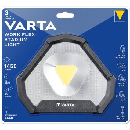 Varta 18647101401 - Lampe de travail LED portable WORK FLEX 12W/5V 5200 mAh IP54