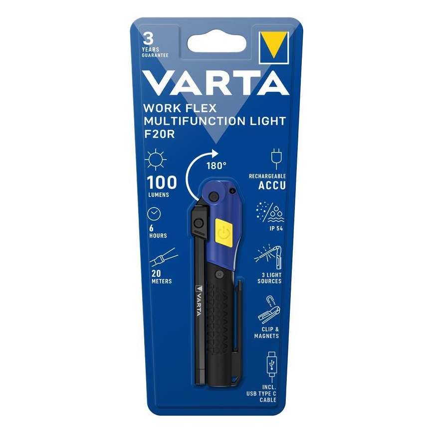 Varta 18649101401 - Lampe torche rechargeable WORK FLEX F20R LED/5V IP54