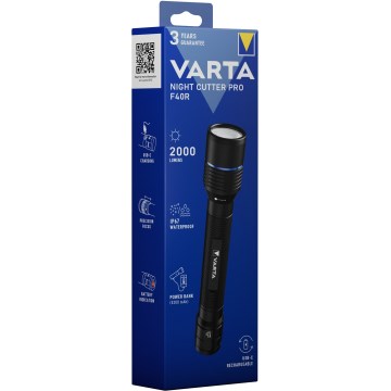 Varta 18922101111 - Lampe torche rechargeable LED avec batterie portative NIGHT CUTTER PRO F40R LED/USB IP67