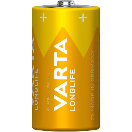 Varta 4114101422 - Lot de 2 piles alcalines LONGLIFE LR14/C 1,5V