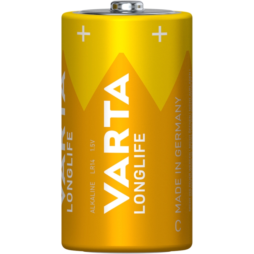 Varta 4114101422 - Lot de 2 piles alcalines LONGLIFE LR14/C 1,5V