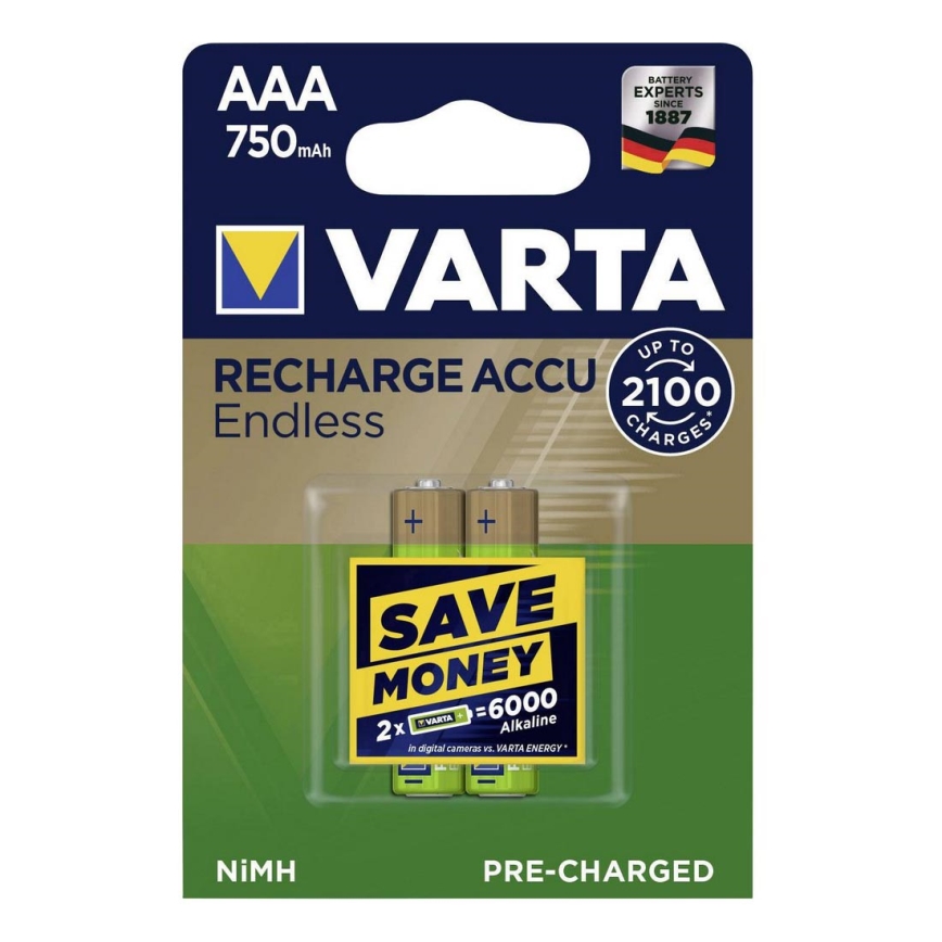 VARTA 56673 - 2x Pile rechargeable 750 mAh AAA 1,2V