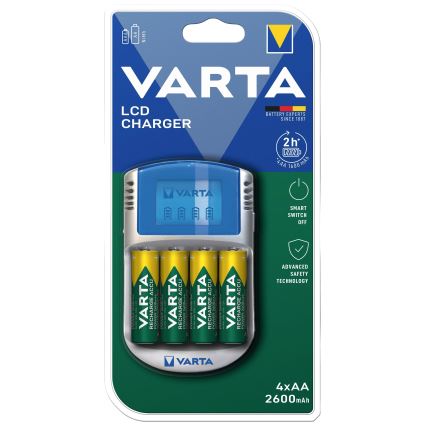 Varta 57070201451 - Chargeur de piles LCD 4xAA/AAA 2600mAh 5V