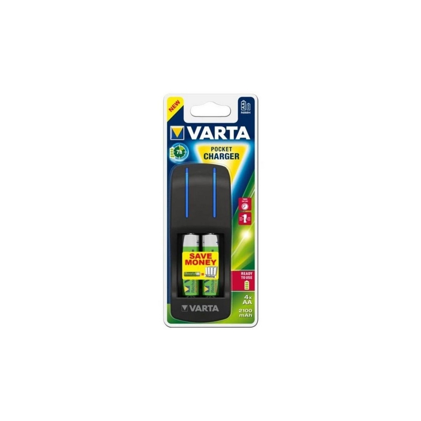 Varta 57642 - Chargeur de piles POCKET 4xAA/AAA 2100mAh 100-240V