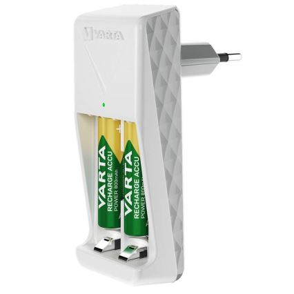 Varta 57656101451 - Chargeur de piles pour 2x AA/AAA, jusqu'à 2100 mAh, 230 V