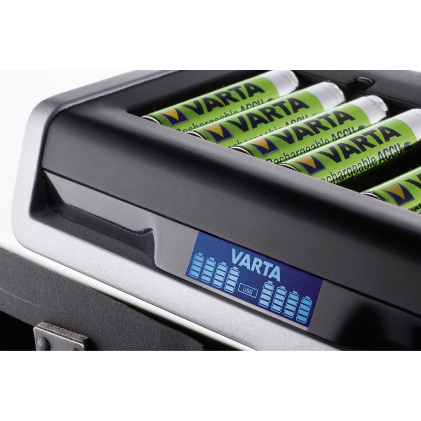 VARTA 57671 - Chargeur LCD Multi 8xAA/AAA et chargement USB 4h