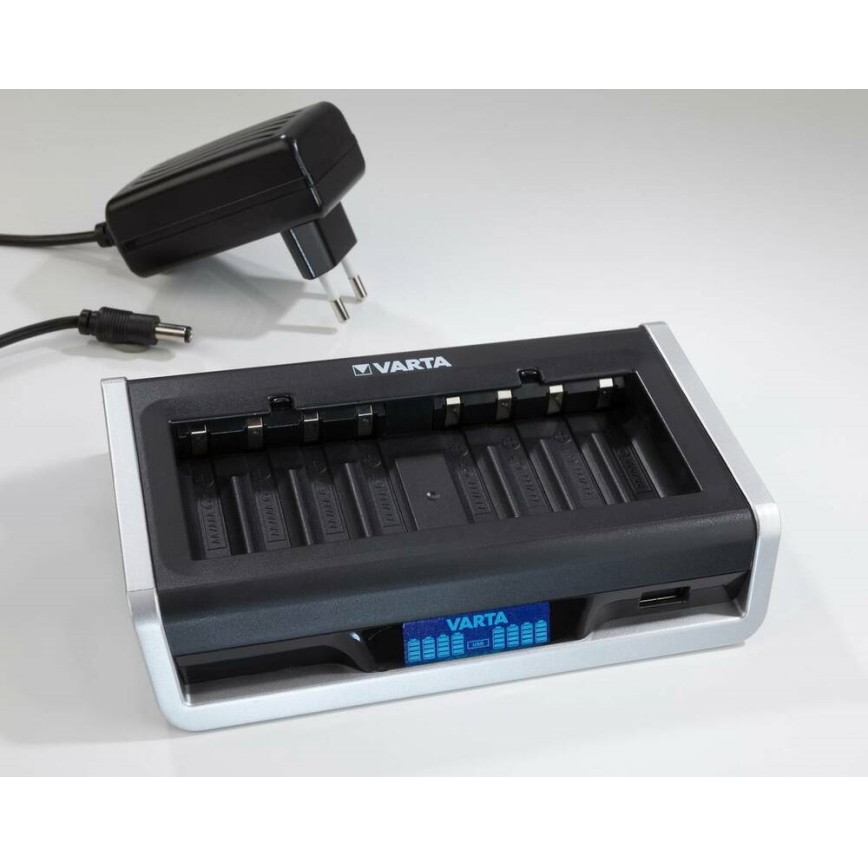 VARTA 57671 - Chargeur LCD Multi 8xAA/AAA et chargement USB 4h
