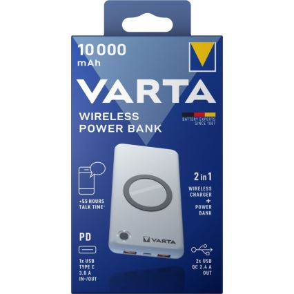 Varta 57913101111 - Batterie portative avec charge sans fil ENERGY 10000mAh/3x2,4V