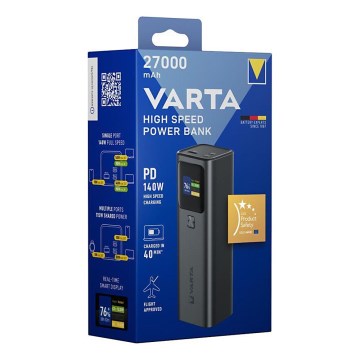 Varta 57984101111 - Batterie externe avec écran LED Power Delivery 27000 mAh/140W/3,7V