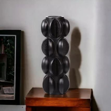 Vase 37 x 15 cm en résine, noir mat