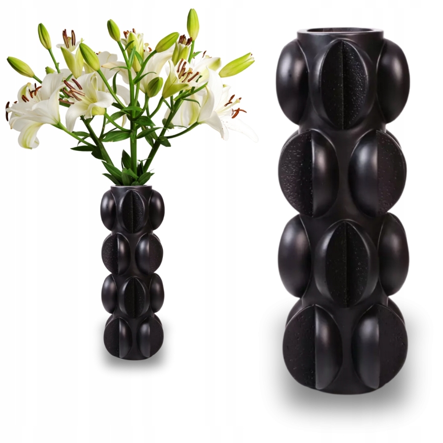 Vase 37 x 15 cm en résine, noir mat