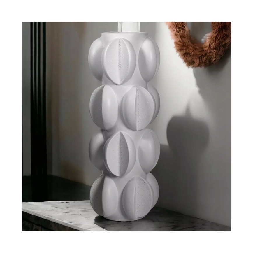 Vase 37 x 19 cm en résine, blanc mat