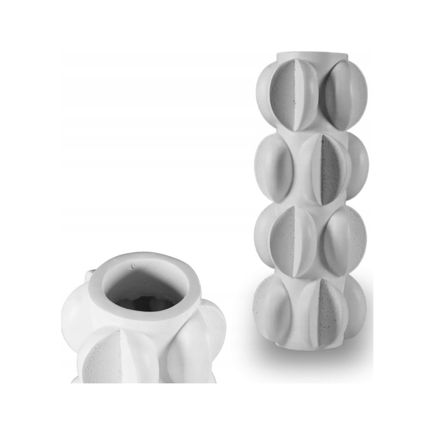 Vase 37 x 19 cm en résine, blanc mat