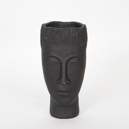 Vase décoratif 25x14x12,5 cm noir/ciment