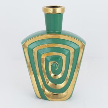 Vase en céramique 30x20,2 cm vert/doré
