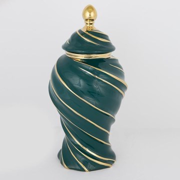 Vase en céramique 41x20 cm doré/vert
